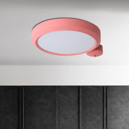 Nordic Style Round Flushmount Led Ceiling Light In Blue/Red/Yellow With Metal Finish - Available
