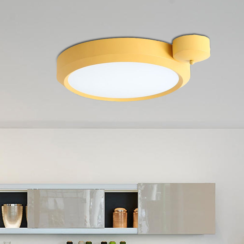 Nordic Style Round Flushmount Led Ceiling Light In Blue/Red/Yellow With Metal Finish - Available