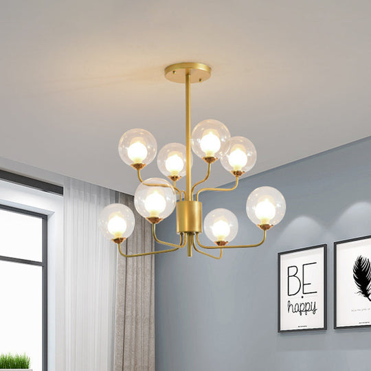 Contemporary 2-Tier Ball Clear Glass Chandelier With Radial Design - 8/12/18 Lights Black/Gold