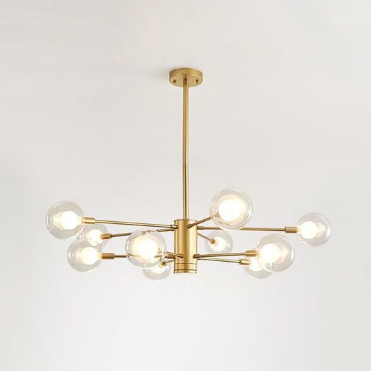 Gold Radial Design Chandelier: Modernist Glass Globe Light Fixture 10/12/16 Lights