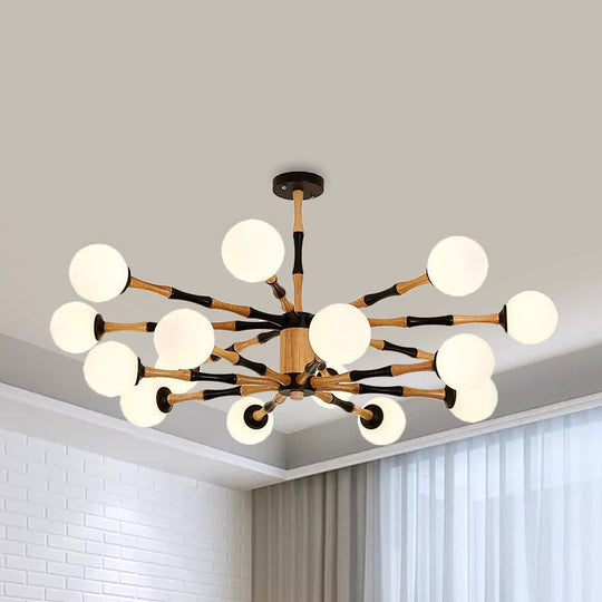 Contemporary Wooden Sputnik Chandelier - 6/8/12 Lights Hanging Pendant Lamp For Bedroom