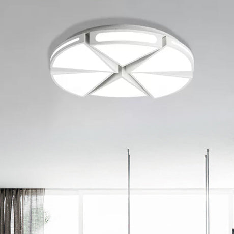 Modern White Round Ceiling Light For Kitchen Metal Flush Mount - 16/19.5 Lights With Black Accents