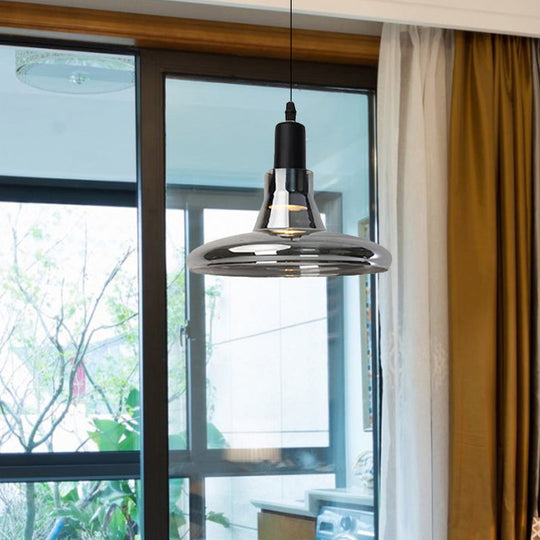 Modern Glass Pendant Lamp - White/Black Bowl Cone Or Saucer Design Led Ceiling Light In White/Warm