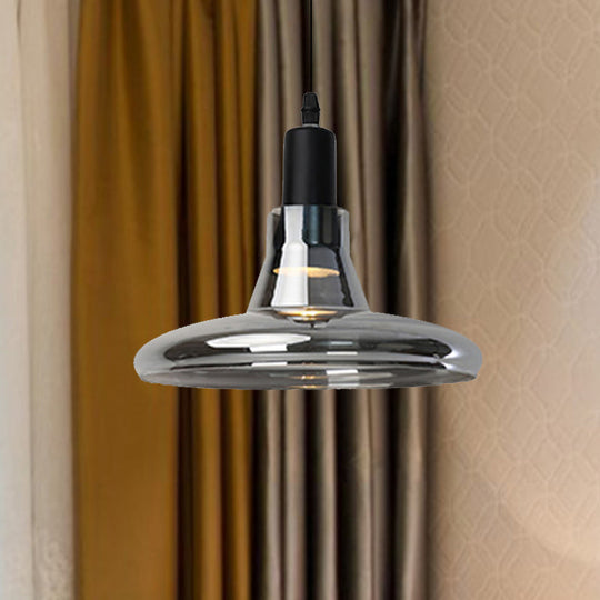 Modern Glass Pendant Lamp - White/Black Bowl Cone Or Saucer Design Led Ceiling Light In White/Warm