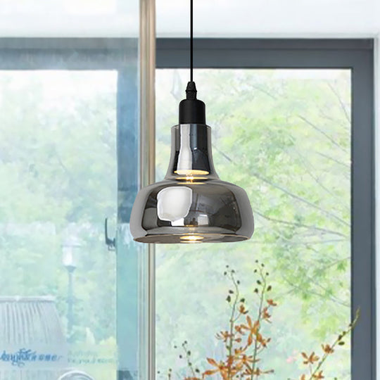 Modern Glass Pendant Lamp - White/Black Bowl Cone Or Saucer Design Led Ceiling Light In White/Warm