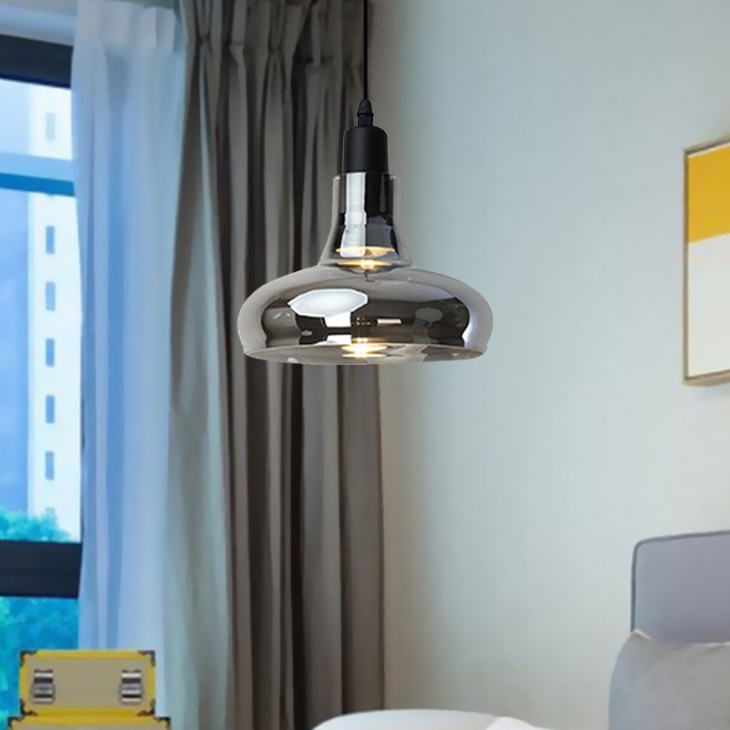 Modern Glass Pendant Lamp With Led Light In White Or Warm Tone - Bowl Cone Saucer Shape