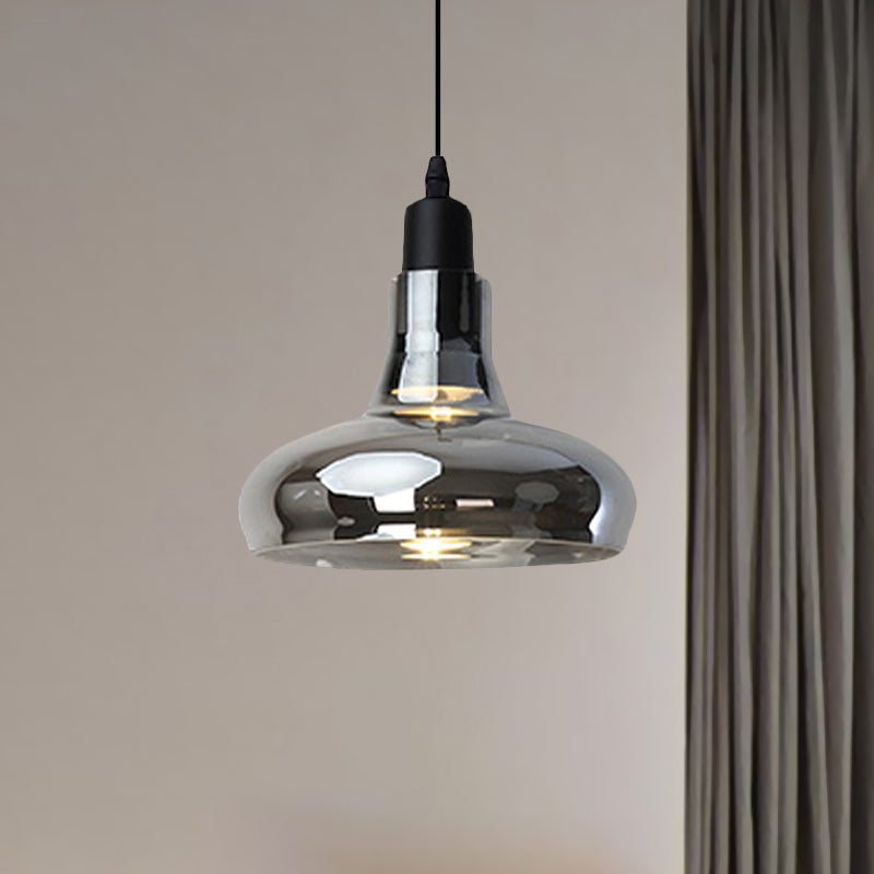 Modern Glass Pendant Lamp With Led Light In White Or Warm Tone - Bowl Cone Saucer Shape