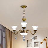 Gold Bell Shaped Chandelier With Clear Crystal Glass Pendant For Parlor - Available In 3 6 Or 8