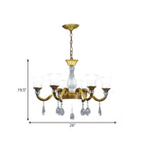 Gold Bell Shaped Chandelier With Clear Crystal Glass Pendant For Parlor - Available In 3 6 Or 8