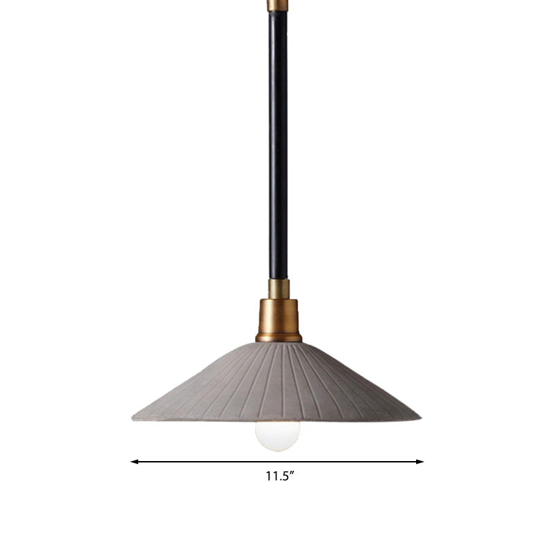 Industrial Style Conic Suspension Pendant Light With Adjustable Hanging Cord - Grey