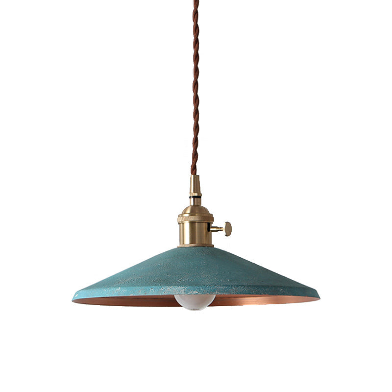 Rustic Saucer Shade Pendant Light With Adjustable Cord - Silver/Red/Blue