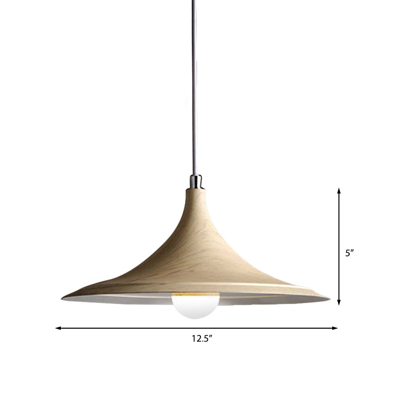 Industrial Style Metal Pendant Light - Flared Shade 1 White Perfect For Coffee Shops