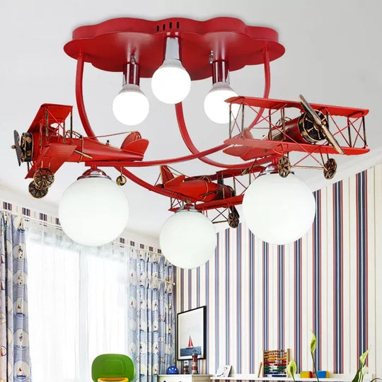 Modern Globe Flush Ceiling Light For Childs Bedroom