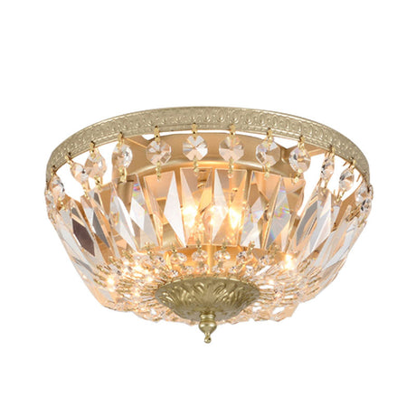 Crystal Strands Shade Flushmount Light With Metal Finish