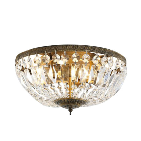 Crystal Strands Shade Flushmount Light With Metal Finish