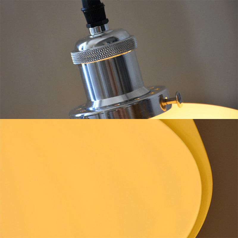 White Glass Industrial Pendant Light Fixture For Living Room With Chrome Dome Ceiling Mount