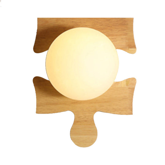 Japanese Style Wooden Puzzle Base Wall Light - 1 Beige Sconce Lamp For Corridor & Kitchen Wood / A