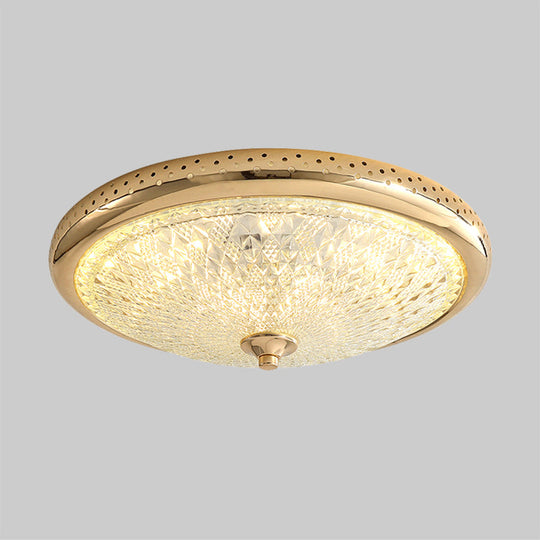 Vintage Amber Prismatic Glass Led Flush Ceiling Light Fixture Gold/Chrome Finish 14’/18’ Width