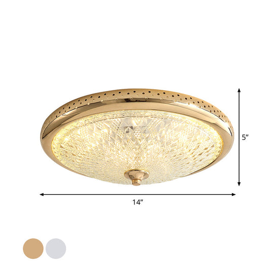 Vintage Amber Prismatic Glass Led Flush Ceiling Light Fixture Gold/Chrome Finish 14’/18’ Width