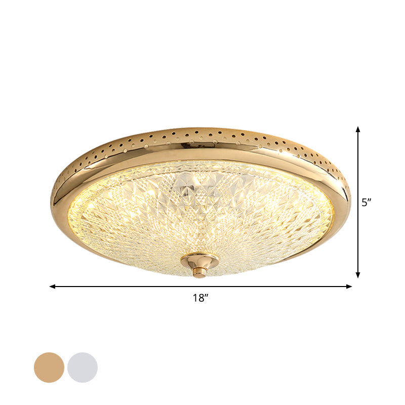 Vintage Amber Prismatic Glass Led Flush Ceiling Light Fixture Gold/Chrome Finish 14’/18’ Width