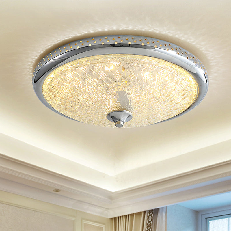 Vintage Amber Prismatic Glass Led Flush Ceiling Light Fixture Gold/Chrome Finish 14’/18’ Width