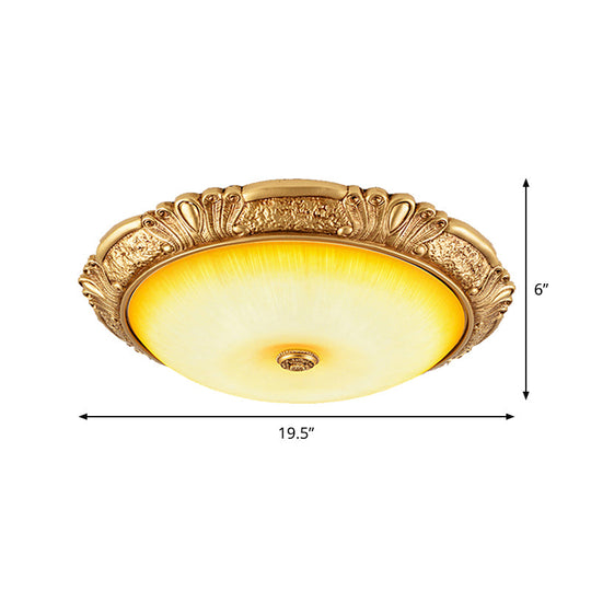 12’/16’/19.5’ Led Flush Mount Ceiling Light In Gold With Amber Glass