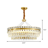 2-Tier Crystal Led Chandelier Modern Living Room Pendant Light In Gold 18’/23.5’ Width