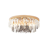 Clear Crystal Drum Flush Light - Contemporary Hotel Ceiling Fixture (3/4 - Light 11’/16’ Width)
