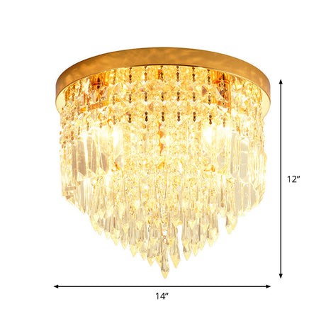 Modern Clear Crystal Flush Mount Ceiling Light With Dome/Cone/Tapered Shape - Ideal For Corridors