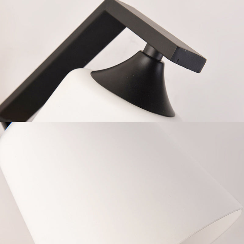 Contemporary Opal Glass Wall Sconce Light For Stair Corridors - 1 Head Bucket Shade