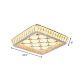 Contemporary Crystal Ceiling Flush Light With Led And White Trellis/Bowknot Design