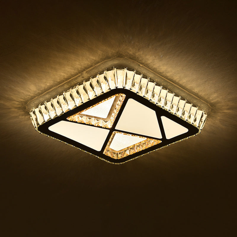 Modern White Crystal Led Ceiling Flush Light For Bedrooms