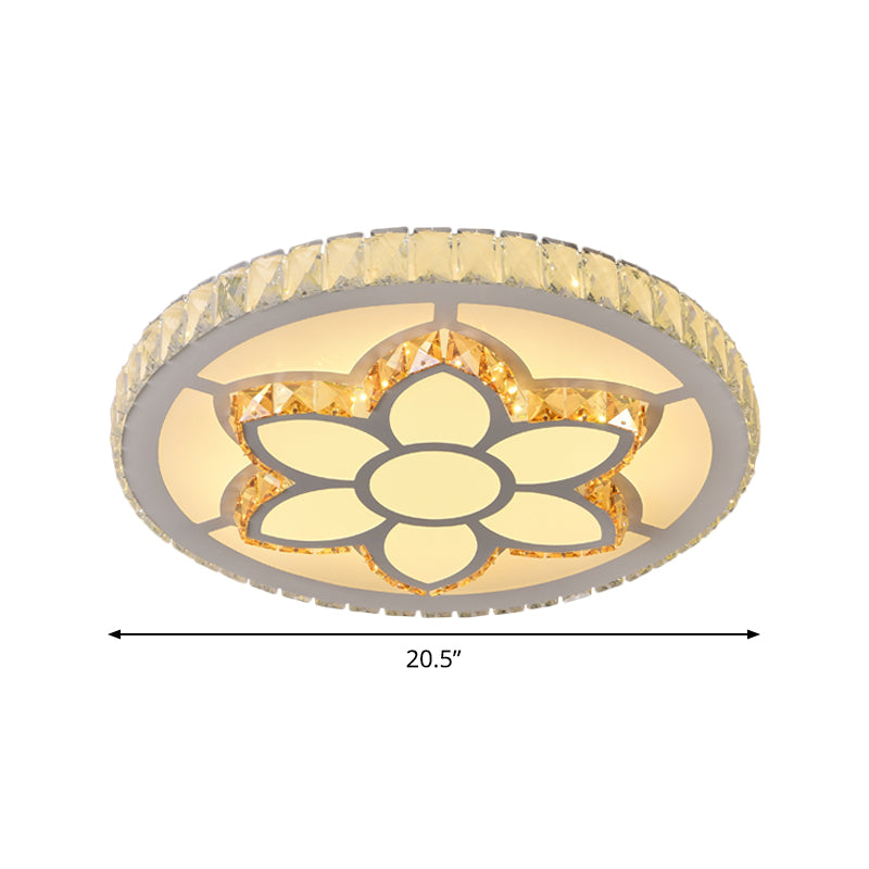Modern Led Flush Mount Ceiling Light With Clear Crystal Design For Bedroom