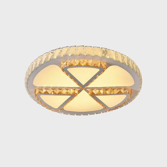 Modern Led Flush Mount Ceiling Light With Clear Crystal Design For Bedroom