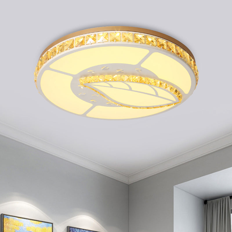 Minimal Moon Crystal Led Ceiling Light With White Leaf/Heart/Star Pattern / Leaf