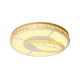 Minimal Moon Crystal Led Ceiling Light With White Leaf/Heart/Star Pattern