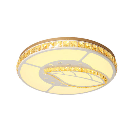Minimal Moon Crystal Led Ceiling Light With White Leaf/Heart/Star Pattern