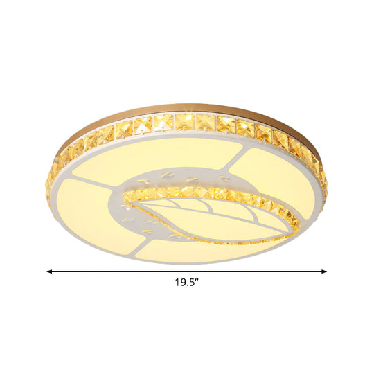 Minimal Moon Crystal Led Ceiling Light With White Leaf/Heart/Star Pattern