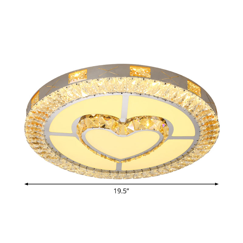 Led Crystal Ceiling Light Flush-Mount Fixture - Modern Chrome With Clear Inlaid Diamond/Flower/Star