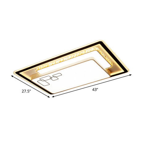Modern Oversized Led Ceiling Lamp With Crystal Accent & Warm/White Light
