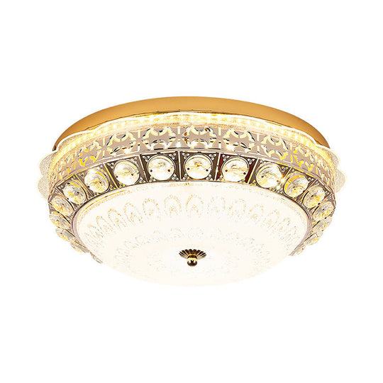 Classic Crystal Bowl Flush Ceiling Light - Led Mount Fixture White 16’/19.5’ Wide Bedroom Lighting