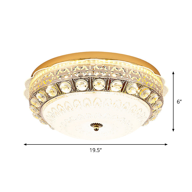 Classic Crystal Bowl Flush Ceiling Light - Led Mount Fixture White 16/19.5 Wide Bedroom Lighting