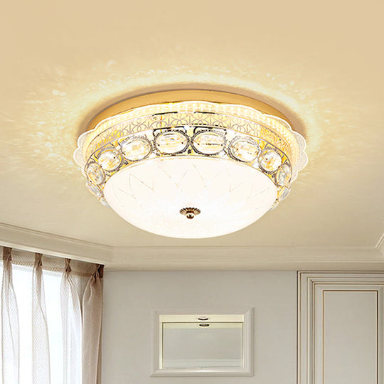 Classic Crystal Bowl Flush Ceiling Light - Led Mount Fixture White 16’/19.5’ Wide Bedroom Lighting