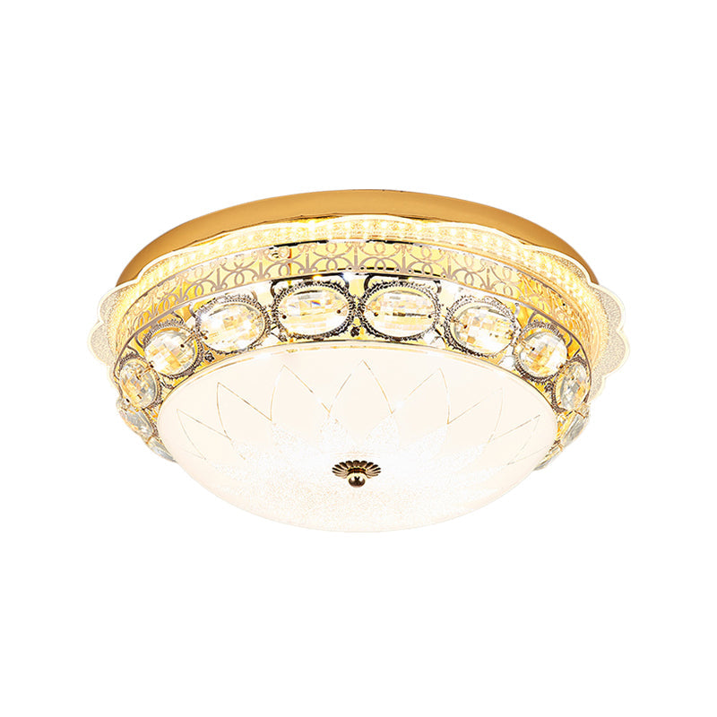 Classic Crystal Bowl Flush Ceiling Light - Led Mount Fixture White 16’/19.5’ Wide Bedroom Lighting