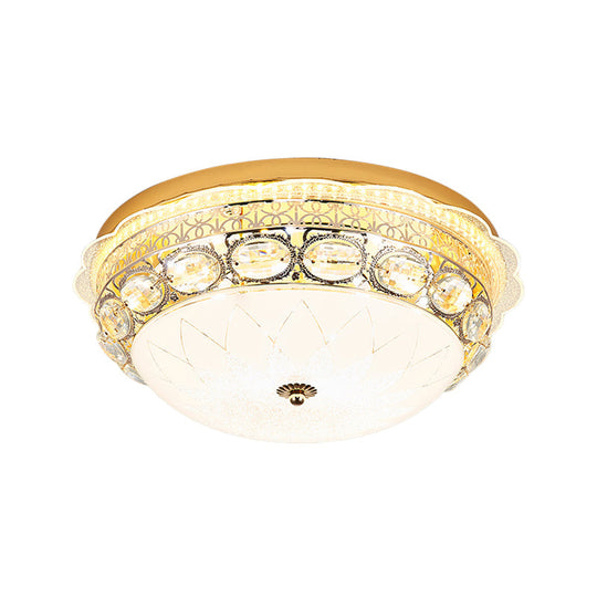 Classic Crystal Bowl Flush Ceiling Light - Led Mount Fixture White 16’/19.5’ Wide Bedroom Lighting