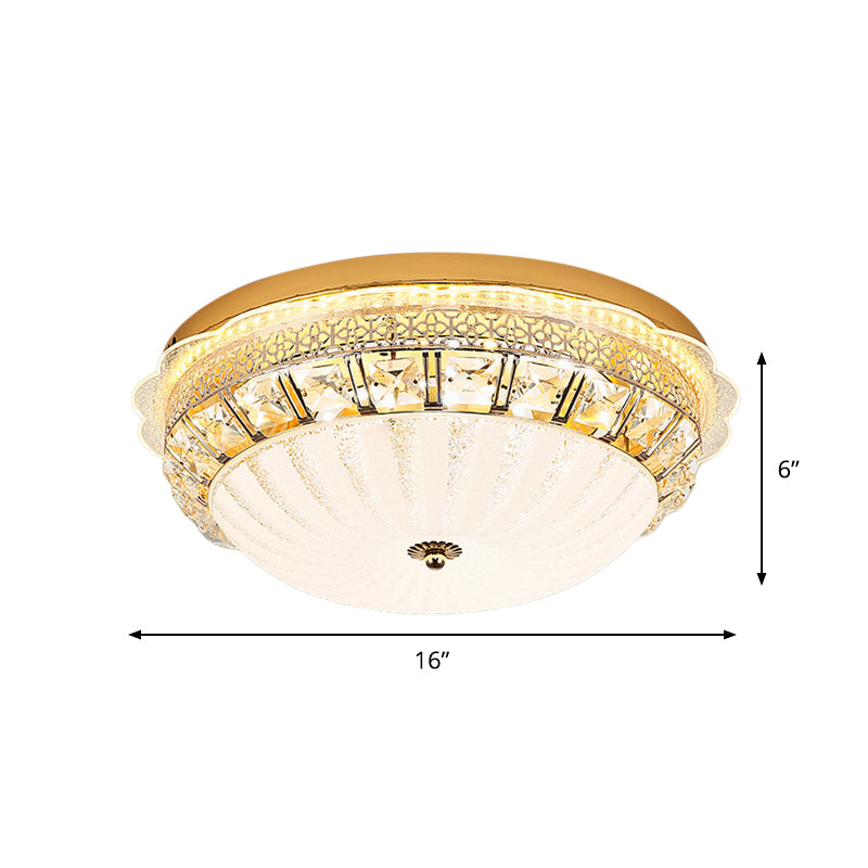 Classic Crystal Bowl Flush Ceiling Light - Led Mount Fixture White 16/19.5 Wide Bedroom Lighting