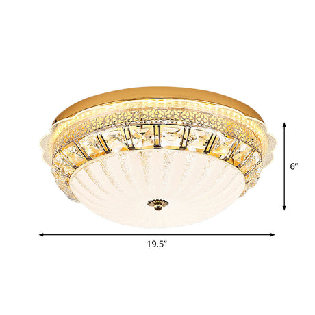 Classic Crystal Bowl Flush Ceiling Light - Led Mount Fixture White 16/19.5 Wide Bedroom Lighting