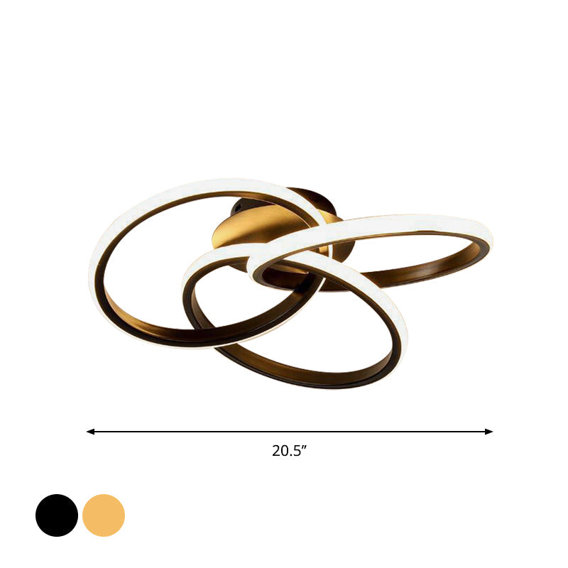 Nordic Style Metallic Black/Gold Led Ceiling Light - 16.5’/20.5’ Diameter With Warm/White