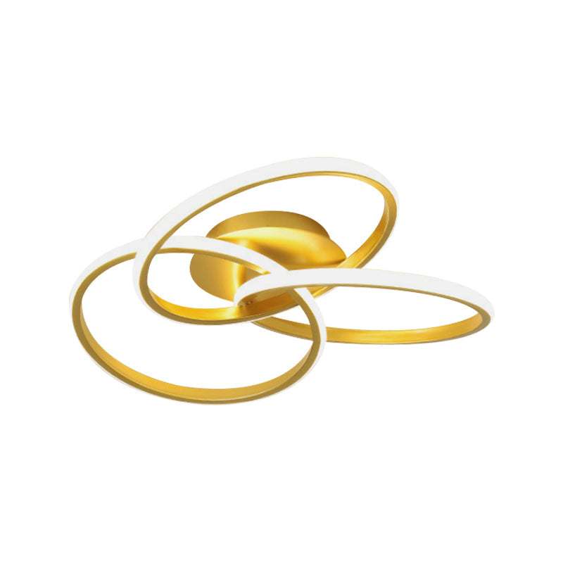 Nordic Style Metallic Black/Gold Led Ceiling Light - 16.5’/20.5’ Diameter With Warm/White