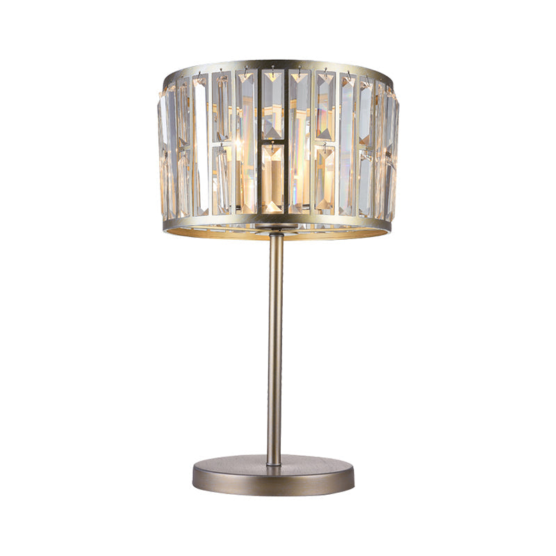 Giulia - Stylish Gold/Black 1 Bulb Nightstand Lamp Modern Crystal Blocks Embedded Cylinder Table